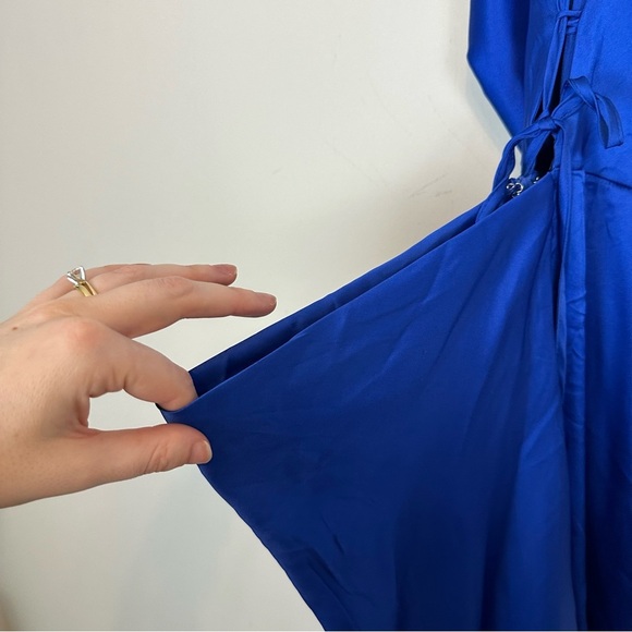 We Wore What Danielle Bernstein | Cobalt Blue Royal Blue Silky Midi Dress XS - Picture 6 of 6